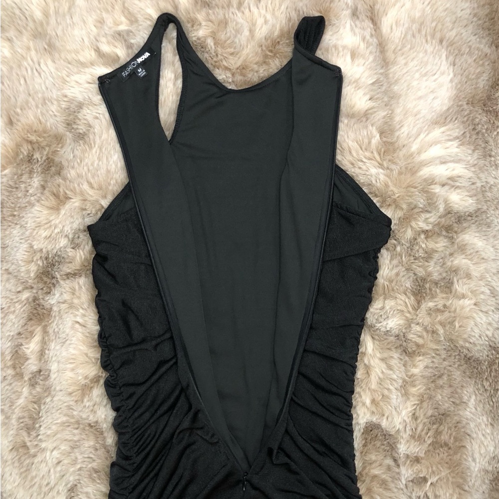 Fashion Nova Living For It Black Ruched Slinky Maxi Dress NWOT - Picture 8 of 9